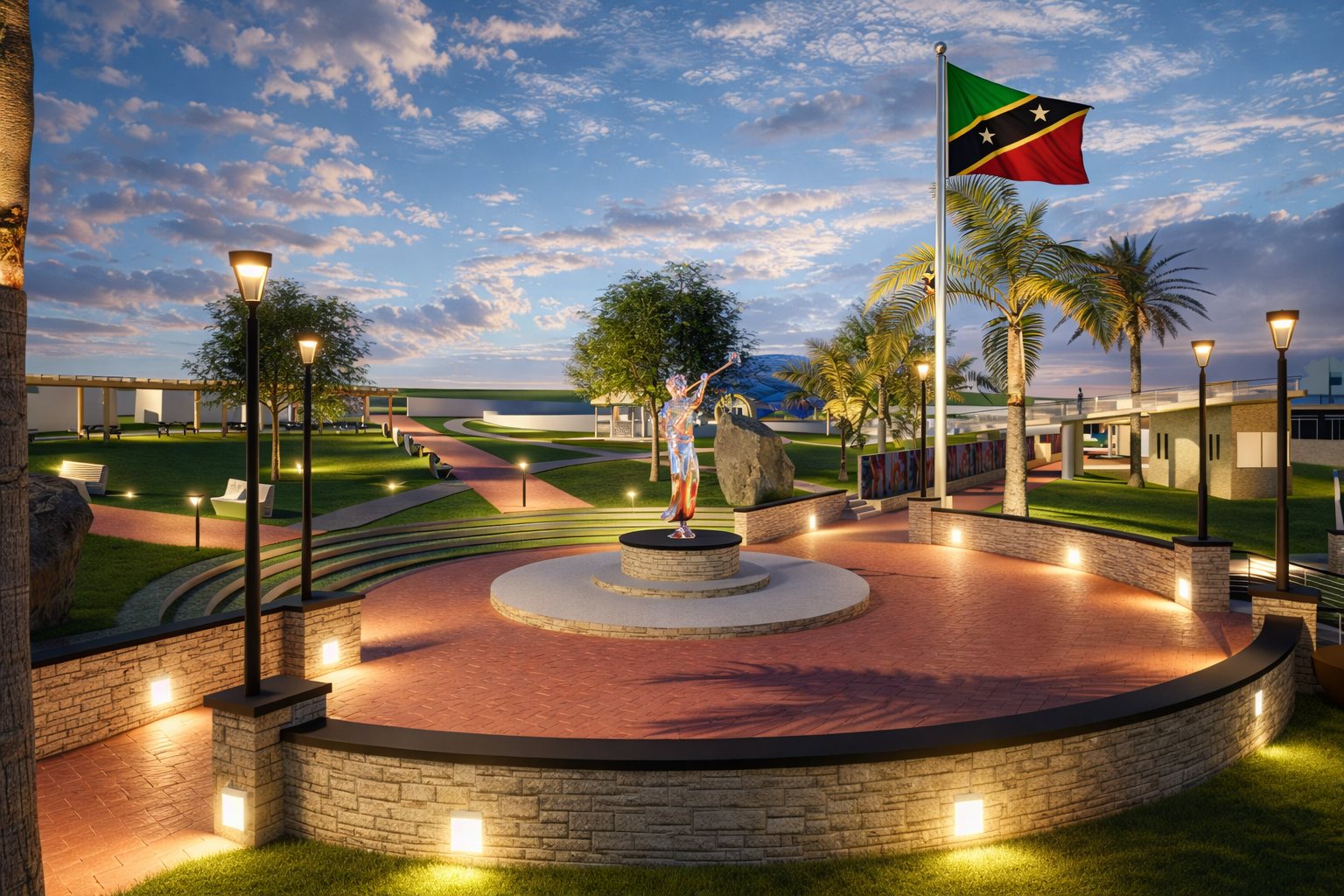 The Bradshaw statue plaza