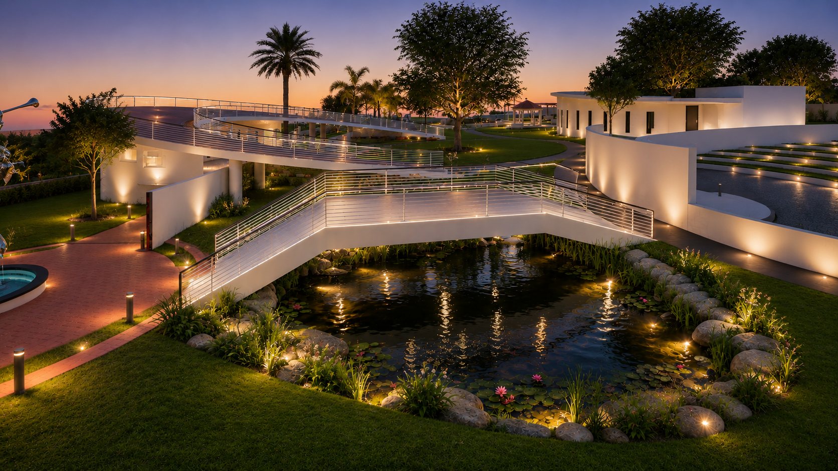 The bridge and pond